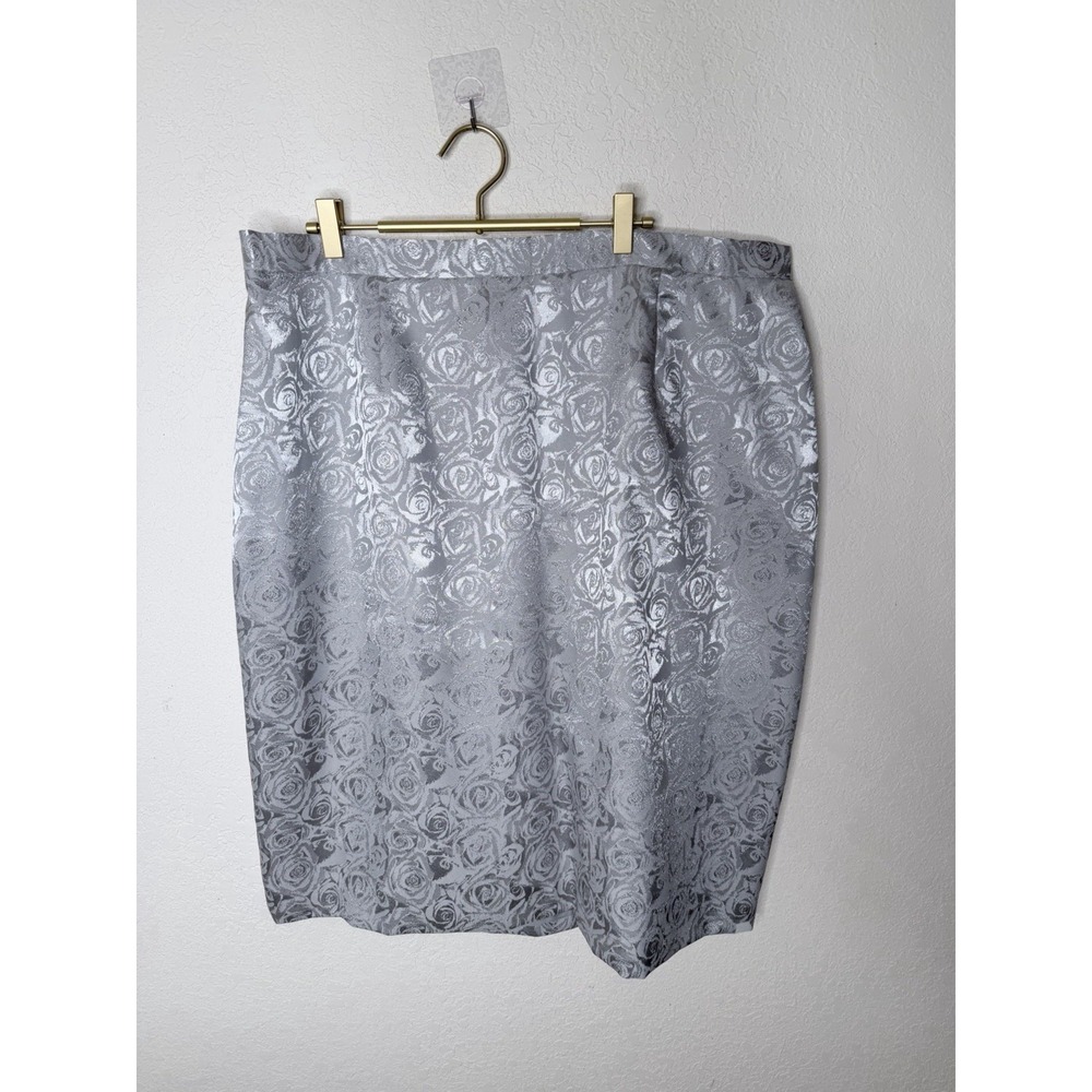 Le Suit 2PC Skirt Suit Womens 22W Silver Mother of the Bride Wedding Formal Plus - Picture 7 of 16